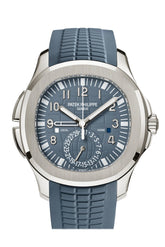 Patek Philippe Aquanaut Travel Time Blue Gray Dial White Gold Watch 5164G