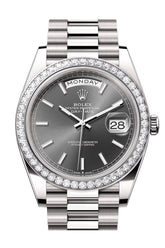 Rolex Day-Date 40 Slate Dial Diamond Bezel White Gold President Men's Watch 228349RBR 228349