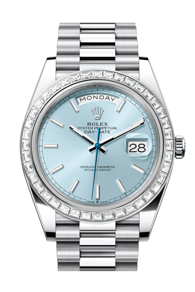 ROLEX 228396TBR DAY-DATE 40 Ice Blue Dial Men's Watch WatchGuyNYC