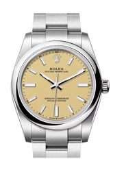 Rolex Oyster Perpetual 34 Beige Dial Smooth Bezel Watch 124200