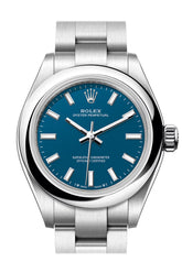 Rolex Oyster Perpetual 28 Blue Dial Smooth Bezel Watch 276200
