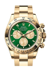 Rolex Daytona 40 Bright Green Dial Tachymetric Scale Bezel Yellow Gold Watch 126508