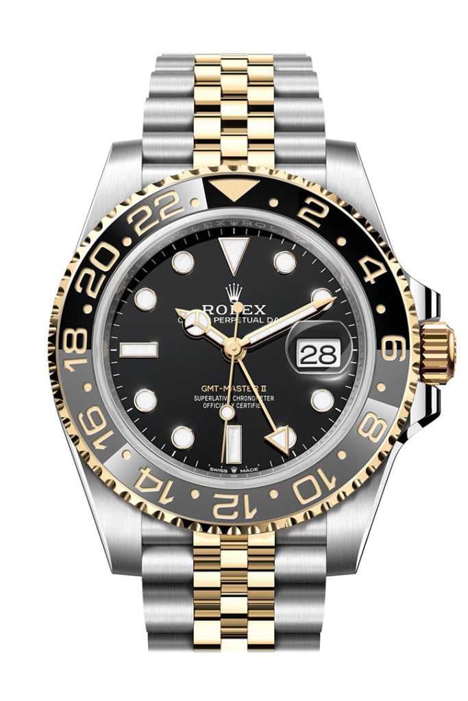 ROLEX GMT-Master II Black Dial Steel 18kt Yellow Gold Men's Watch