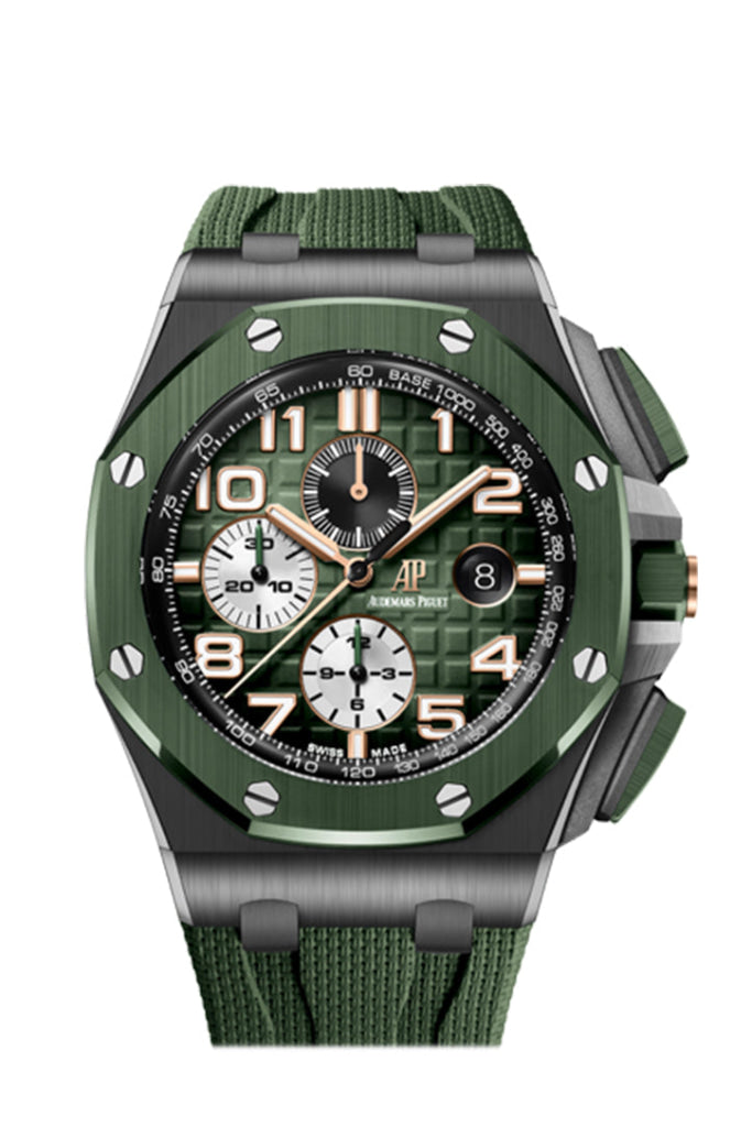 Audemars Piguet Royal Oak Offshore 44mm Green Ceramic Novelty 26405CE. WatchGuyNYC