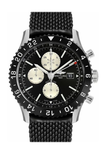 Breitling chronoliner black steel sale