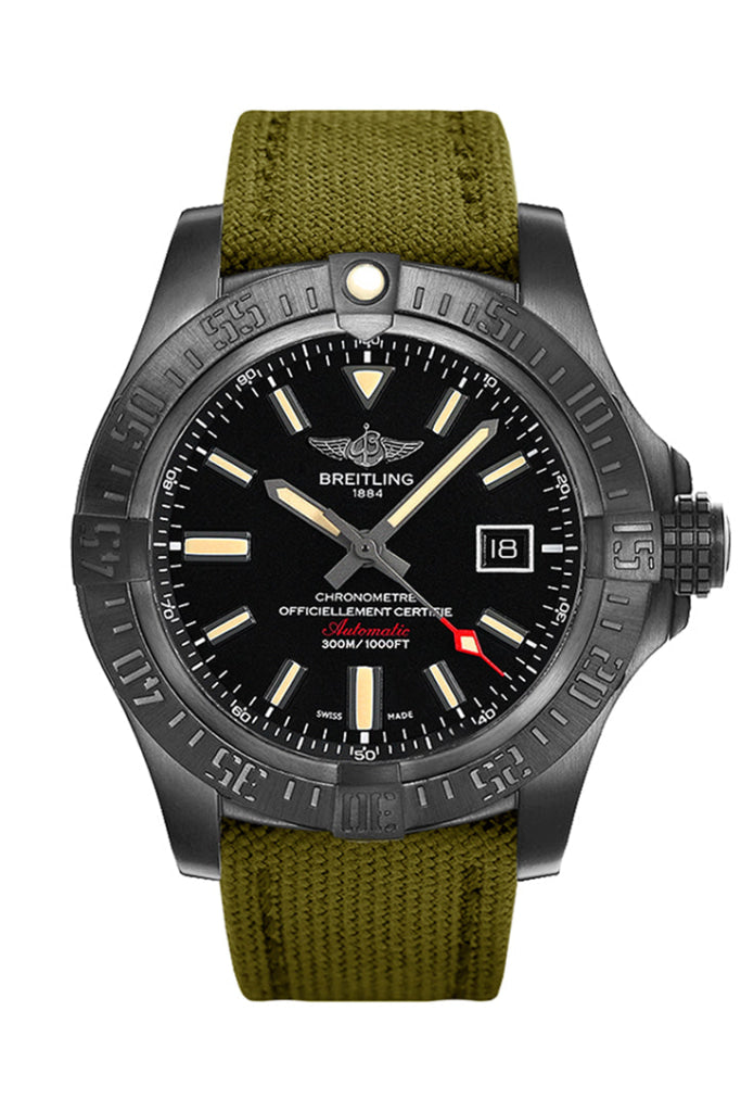 Breitling Avenger Blackbird 48mm BLACK FABRIC V1731010 BD12 WatchGuyNYC