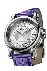 Chopard Happy Sport Round Chronograph In Steel Blue Crocodile Leather Strap With Dial 288269-3004