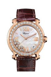 Chopard Happy Sport Quartz Rose Gold Diamond Bezel Mother Of Pearl Dial 277473/5002 Watch