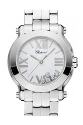 Chopard Happy Sport 30Mm 5 Floating Diamonds Inside Dial Ladies Watch 278509-3002 White