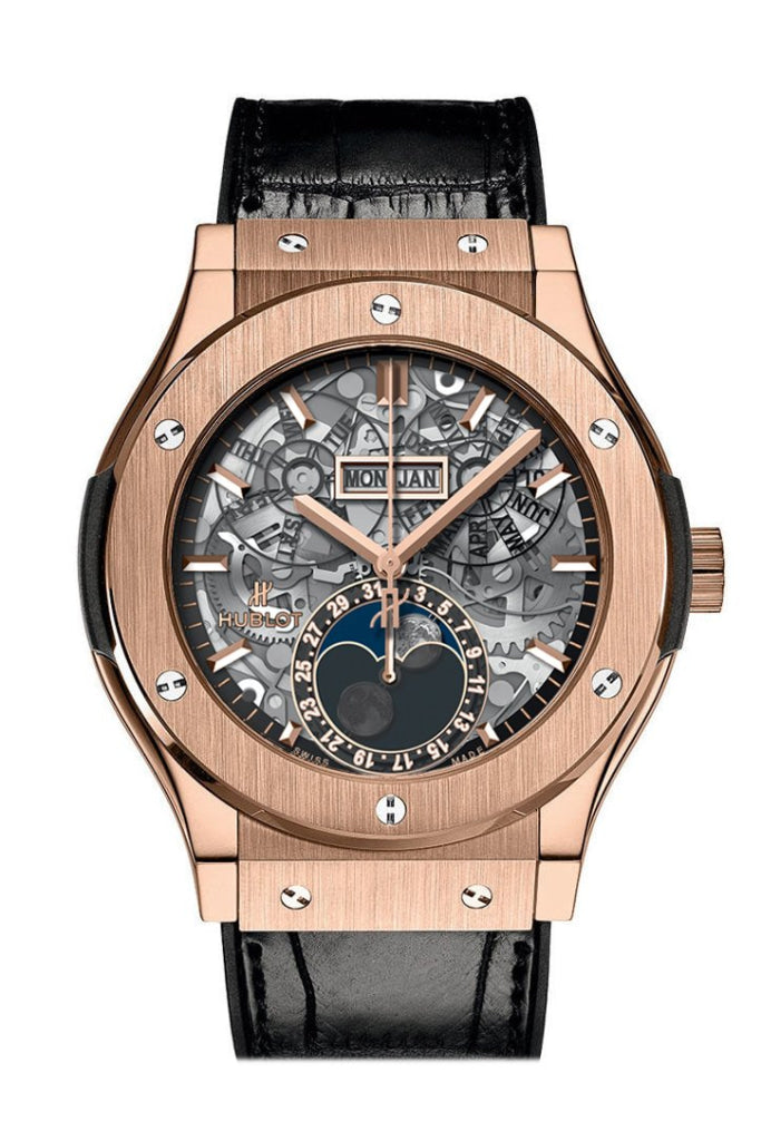 Hublot Classic Fusion Hand Wind Skeleton Dial Black Leather Men s Watch 517.OX.0180.LR WatchGuyNYC