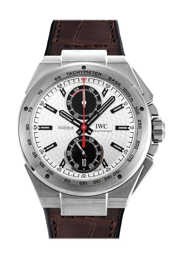 IWC Ingenieur Silver Dial Chrono Leather Strap Automatic 45mm Men s Watch IW378505 WatchGuyNYC