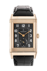 Jaeger Jlc Grand Reverso 976 Black Dial Croc Watch 3732470