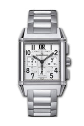 Jaeger Jlc Reverso Squadra Gmt Steel Silver Dial Watch 7018120