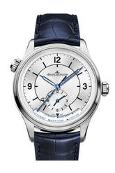 Jaeger Lecoultre Master Geographic Silver Dial Automatic Mens Alligator Leather Watch 1428530