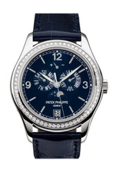 Patek Philippe Complications Annual Calendar Blue Dial 18Kt White Gold Diamond Leather Men’s