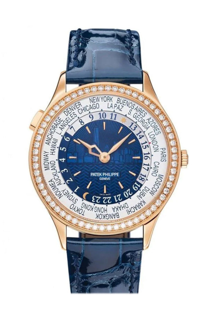 Patek Philippe Complications World Time New York Special Edition In Rose Gold With Diamond Bezel 7130R-012 WATCHXNYC Patek Philippe Complications World Time New York Special Edition In Rose Gold With Diamond Bezel 7130R-012 WATCHXNYC