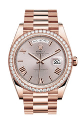 Rolex Day-Date 40 Sundust Dial Diamond Bezel 18K Everose Gold President 228345Rbr Watch