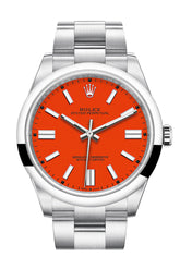 Rolex Oyster Perpetual 41 Coral Red Dial Bracelet Watch 124300 Dc