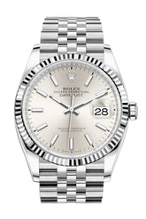 Rolex Datejust 36 Silver Stick Dial Automatic Jubilee Watch 126234