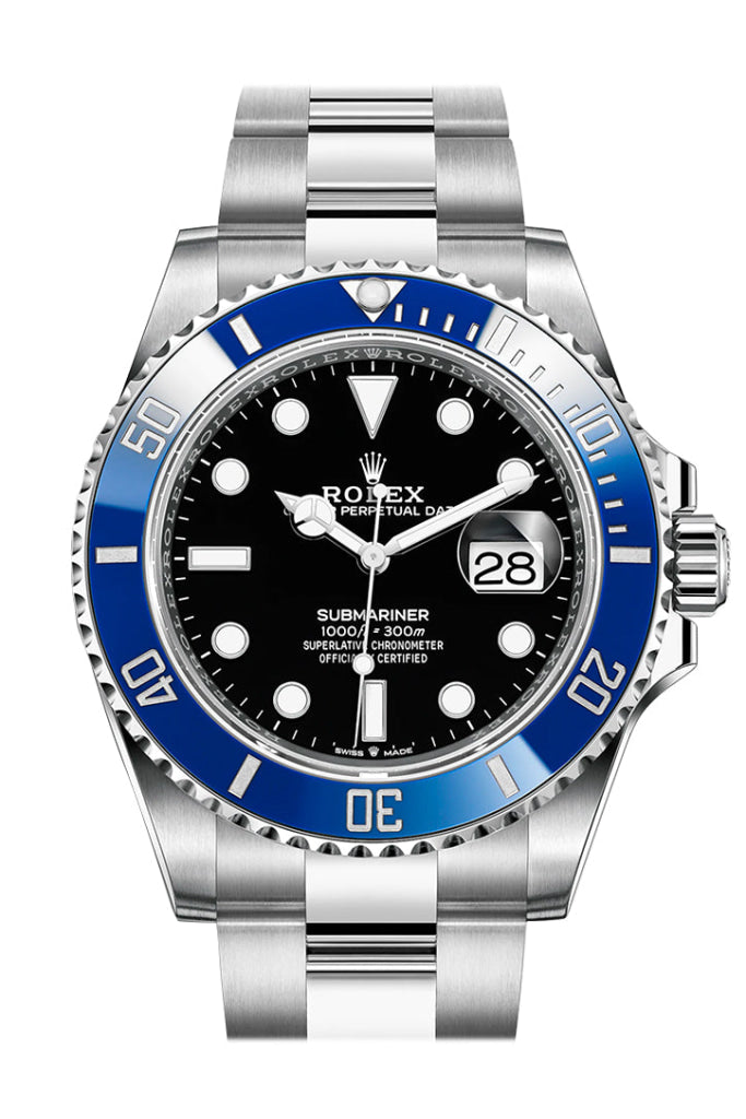 Rolex Submariner 41 Black Dial Blue Ceramic Bezel White Gold Bracelet WatchGuyNYC