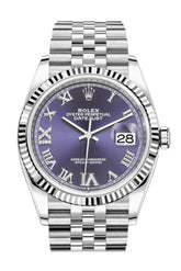 Rolex Datejust 36 Purple Roman Vi And Ix 24 Diamonds Dial Automatic Jubilee Watch 126234