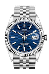 Rolex Datejust 36 Bright Blue Fluted Motif Dial Jubilee Watch 126234