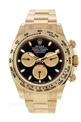 Rolex Cosmograph Daytona Black And Champagne Dial Mens 18Kt Yellow Gold Oyster Watch 116508
