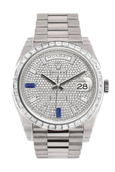 Rolex Day-Date 40 Paved Diamond Sapphires Dial Baguette Bezel Platinum President Automatic Mens