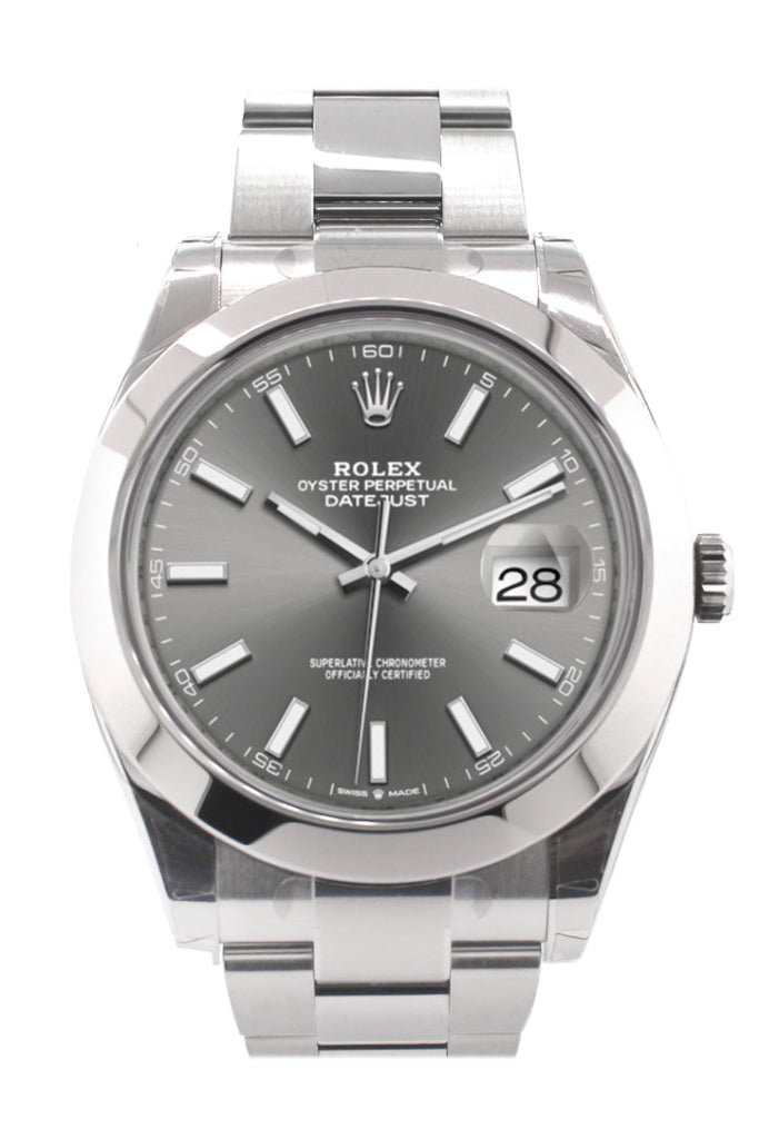 Rolex 126300 Datejust 41 Rhodium Dial Smooth Bezel Mens Watch