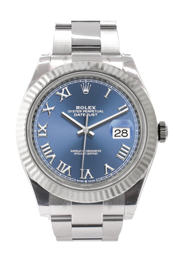 Rolex datejust 41 blue dial fluted bezel on sale