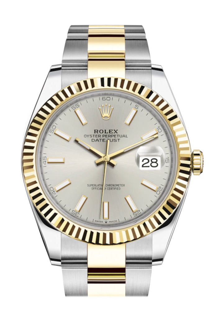 Rolex 126333 Datejust 41 Silver Yellow Gold Mens Watch WatchGuyNYC