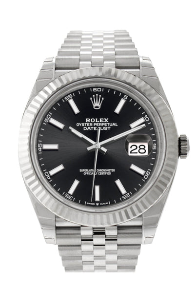 rolex datejust 41 black dial fluted bezel