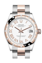 Rolex Datejust 31 White Roman Dial Diamond Bezel Rose Gold Two Tone Watch 278341Rbr 278341