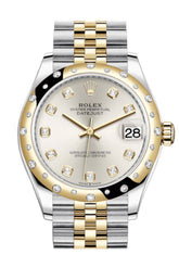 Rolex Datejust 31 Silver Diamonds Dial Diamond Bezel Jubilee Yellow Gold Two Tone Watch 278341Rbr