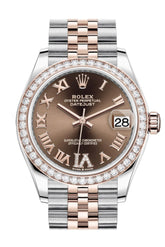 Rolex Datejust 31 Chocolate Vi Diamonds Dial Diamond Bezel Rose Gold Two Tone Jubilee Watch
