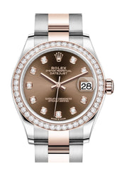 Rolex Datejust 31 Chocolate Diamonds Dial Diamond Bezel Rose Gold Two Tone Watch 278381Rbr 278381