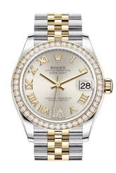 Rolex Datejust 31 Silver Vi Diamonds Olive Green Dial Diamond Bezel Yellow Gold Two Tone Jubilee
