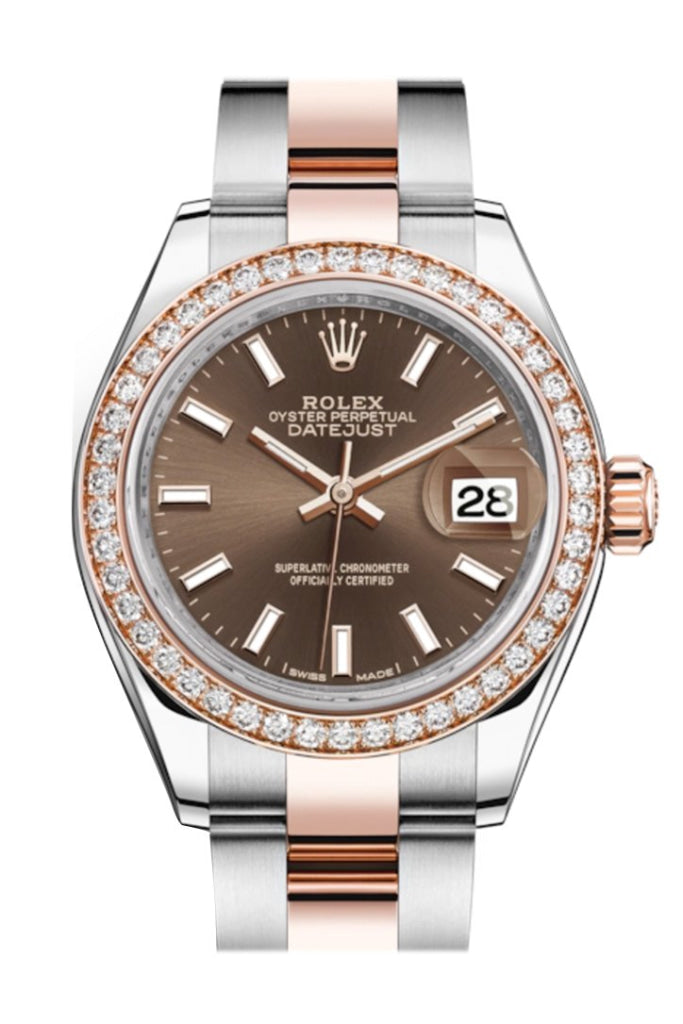 Rolex 279381RBR 279381 Datejust 28 Diamond Bezel Rose Gold Two Tone Watch WatchGuyNYC