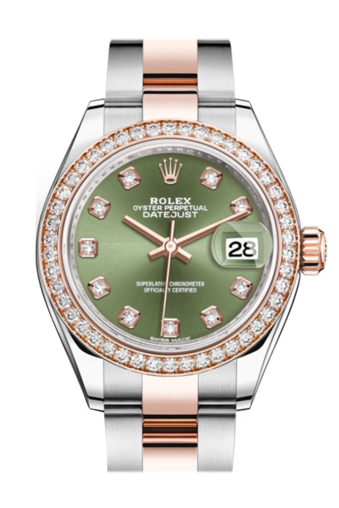 Rolex 279381RBR 279381 Datejust 28 Diamond Bezel Rose Gold Two Tone Watch WatchGuyNYC