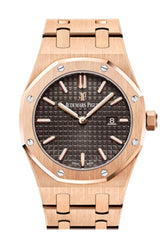 Audemars Piguet Royal Oak Brown Dial Ladies 18 Carat Pink Gold Watch 67650Or.oo.1261Or.01