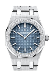 Audemars Piguet Royal Oak Lady 33Mm Smoked Blue Dial Diamond White Steel Ladies Watch