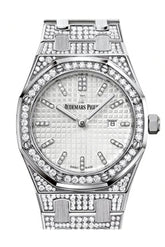 Audemars Piguet Royal Oak 33Mm Silver-Toned Dial Diamond White Gold Ladies 67652Bc.zz.1262Bc.01