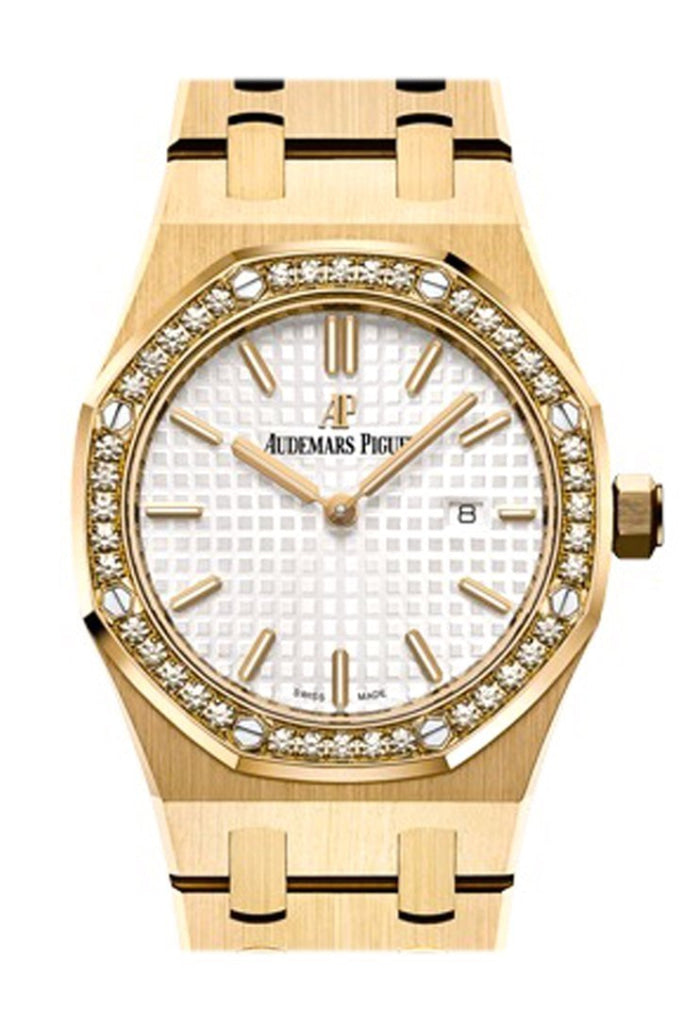Yellow Gold Ap Female Watch Audemars Piguet Royal Oak 33mm Silver