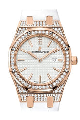 Audemars Piguet Royal Oak 33 Silver-Toned Dial Diamond 18K Pink Gold Ladies 67652Or.zz.d011Cr.01