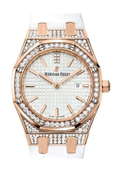 Audemars Piguet Royal Oak 33 Silver-Toned Dial Diamond 18K Pink Gold Ladies 67652Or.zz.d011Cr.01