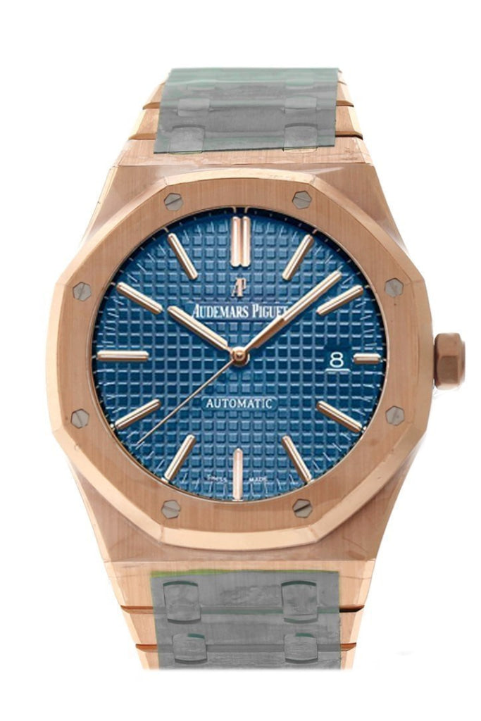 Audemars Piguet Royal Oak 41mm Blue dial Pink Gold Watche 15400OR