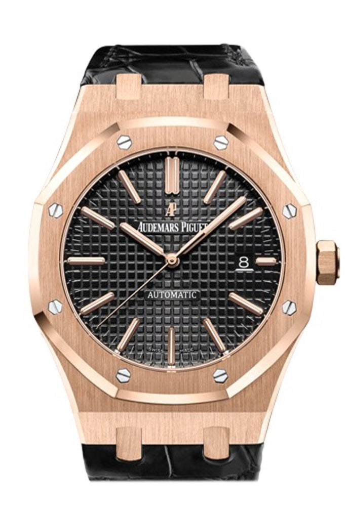 Audemars Piguet Royal Oak 41mm Black dial Pink Gold Watch 15400OR.OO.D002CR.01 WatchGuyNYC