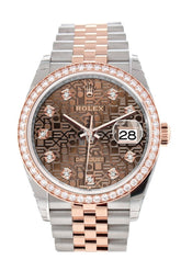 Custom Diamond Bezel Rolex Datejust 36 Chocolate Jubilee Design Set With Diamonds Dial Rose Gold Two