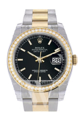 Custom Diamond Bezel Rolex Datejust 36 White Mother-Of-Pearl Set With Diamonds Dialjubilee Yellow