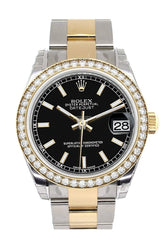 Custom Diamond Bezel Rolex Datejust 31 Black Dial Ladies Watch Two Tone 18K Gold 178243 Custom-Bezel